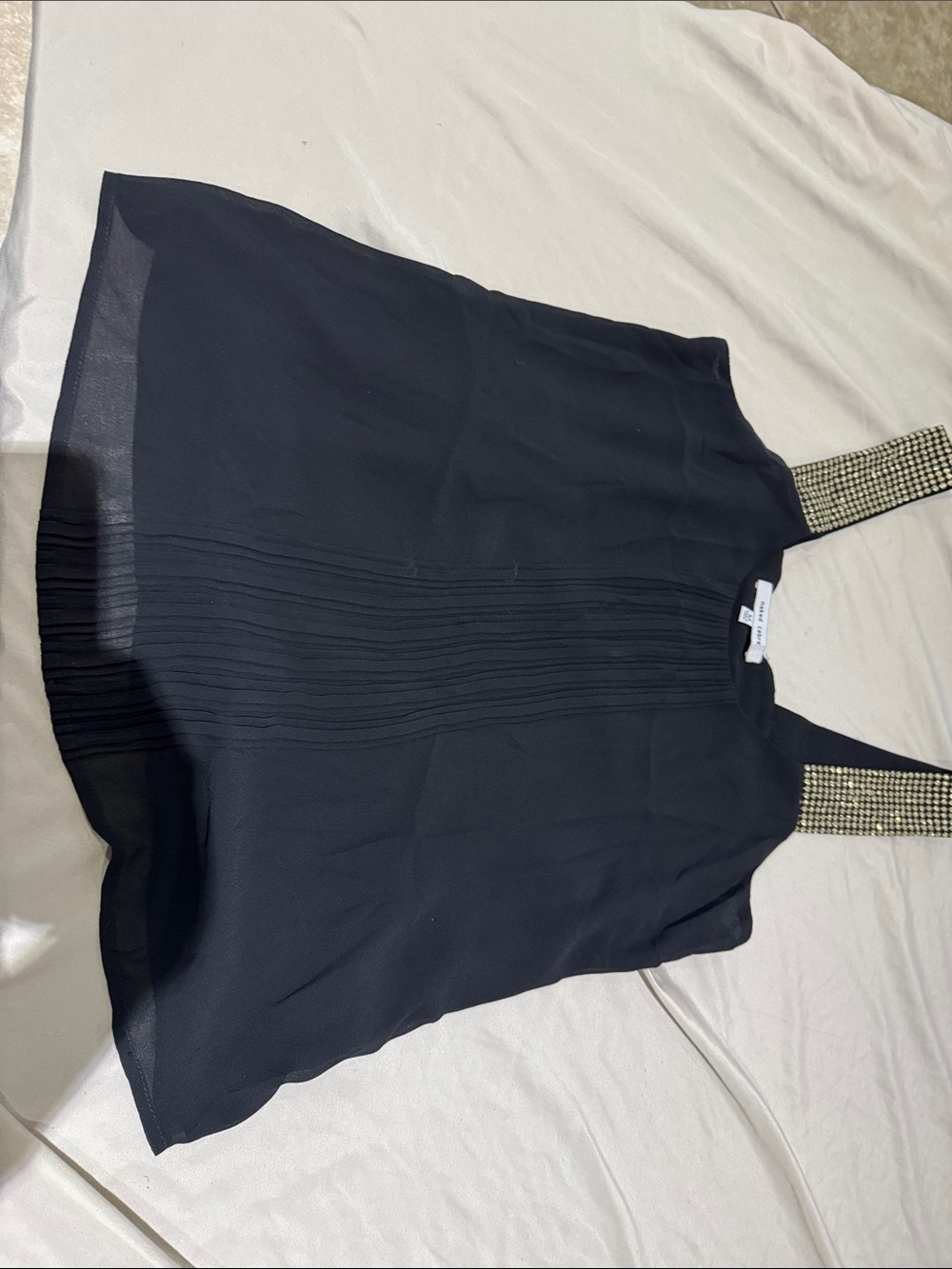 Naked Zebra Black A-Line Top with Gold Embellished Straps